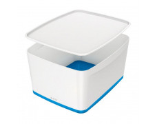 Úložný box s vekom Leitz MyBox, veľkosť L biela/modrá