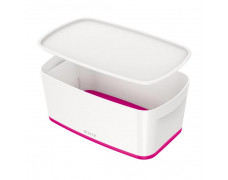 Úložný box s vekom Leitz MyBox, veľkosť S biela/ružová
