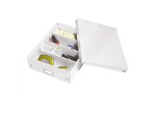 Stredná organizačná krabica Click & Store perleťovo biela