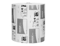 Papierové utierky v rolke 2-vrstvové KATRIN Plus System, biele, návin 100 m, celulóza, 6 ks