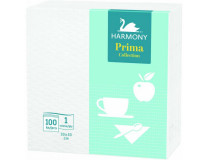 Papierové servítky 1-vrstvové HARMONY Prima 33 x 33 cm biele 100 kusov