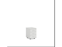 Mobilný kontajner BASIC, 3-zásuvkový so zámkom, 41x61x50cm, biela
