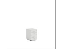 Mobilný kontajner BASIC, 4-zásuvkový so zámkom, 41x67x50cm, biela