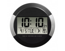 Nástenné hodiny digitálne PP-245 24,5cm čierno-strieborné